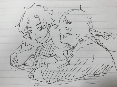 寝る前におしゃべりする蓮進とエナミート
