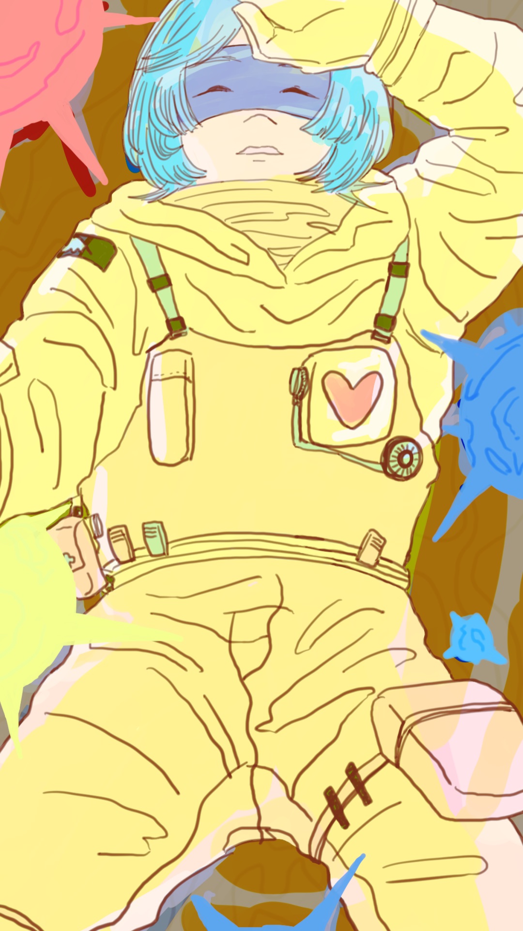 惑星で休む飛行士